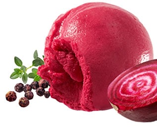 Ryska plättar med rödbetsglass