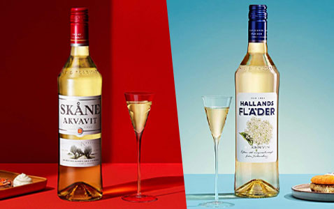 Snapsklassikerna Skåne Akvavit och Hallands Fläder f..